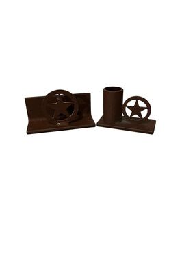 Cast Iron Lone Star Business Card & Pen Holders Desk Accessories Texas